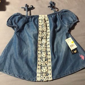 NWT off the shoulder Summer US POLO ASSN TOP